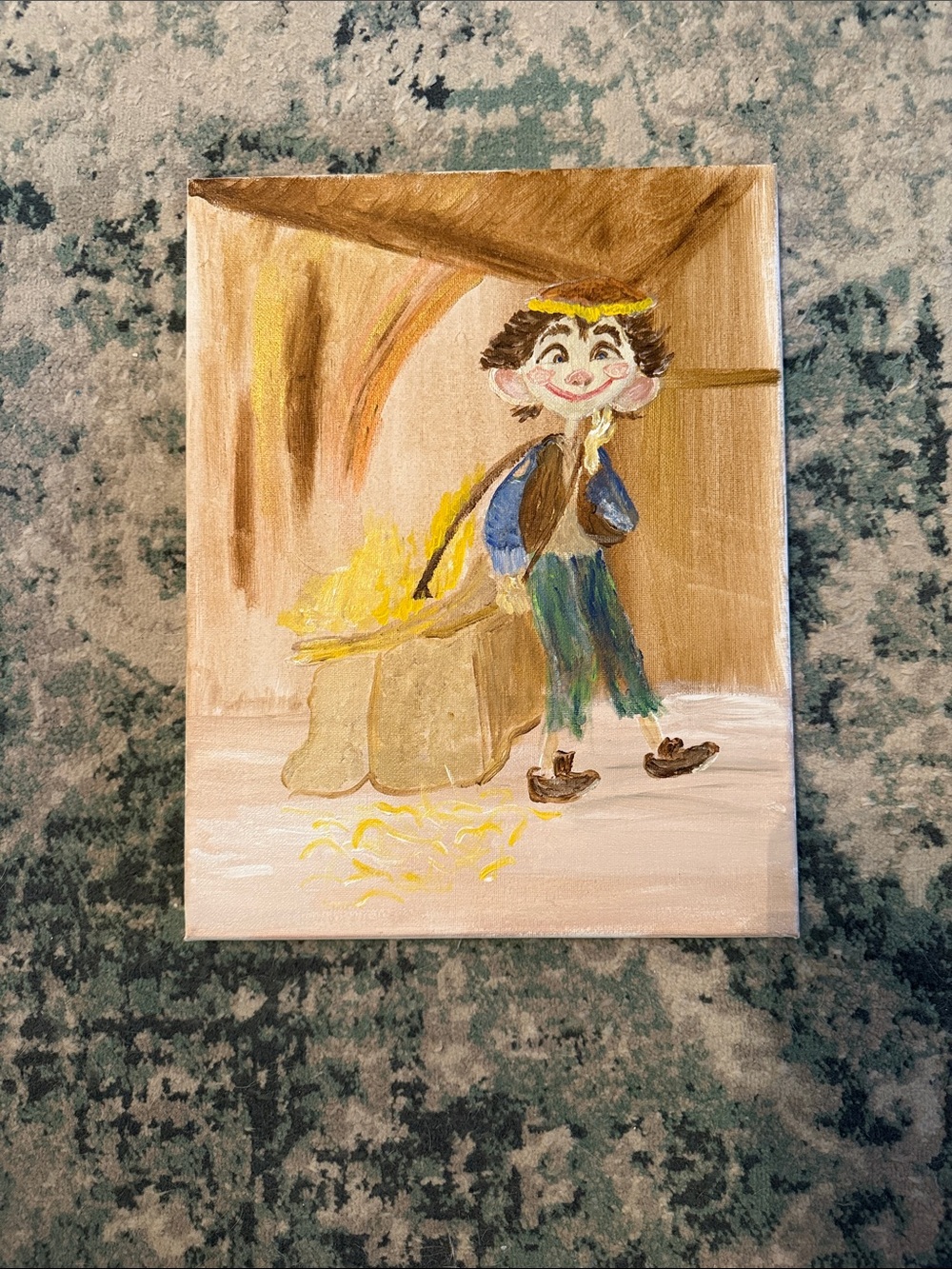 Hand-Painted Whimsical Farm Boy — acrylics on canvas